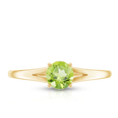 Natural Half Carat Peridot Promise Ring with Diamond