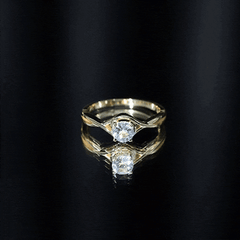 Solitaire Aquamarine Birthstone Ring with Crossover Shank