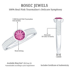 0.75 CT Solitaire Pink Tourmaline and Diamond Engagement Ring