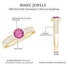 0.75 CT Solitaire Pink Tourmaline and Diamond Engagement Ring