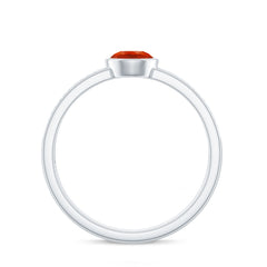 3/4 CT Round Shape Fire Opal Engagement Ring with Diamond