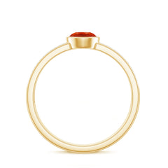 3/4 CT Round Shape Fire Opal Engagement Ring with Diamond
