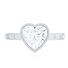 Heart Shape Moissanite Bezel Set Engagement Ring