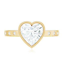 Heart Shape Moissanite Bezel Set Engagement Ring