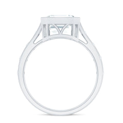 Solitaire Moissanite Asscher Cut Engagement Ring in Bezel Setting