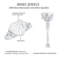 Heart Shape Moissanite Knot Engagement Ring in Bezel Setting