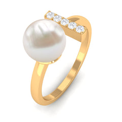 Freshwater Pearl and Diamond Modern Cuff Ring