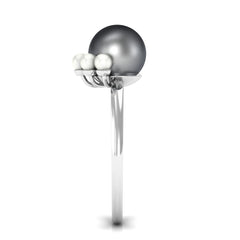 Elegant Tahitian and Freshwater Pearl Half Halo Ring in Gold
