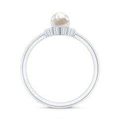 Floral Gold Freshwater Pearl Solitaire Engagement Ring