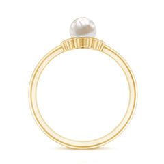 Floral Gold Freshwater Pearl Solitaire Engagement Ring