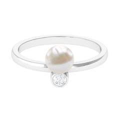 Freshwater Pearl Toi Et Moi Ring with Diamond
