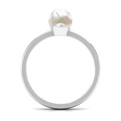 Freshwater Pearl Toi Et Moi Ring with Diamond