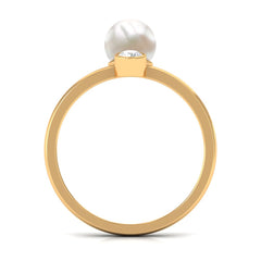 Freshwater Pearl Toi Et Moi Ring with Diamond
