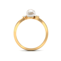 4.25 CT Freshwater Pearl Wrap Ring with Diamond Trio