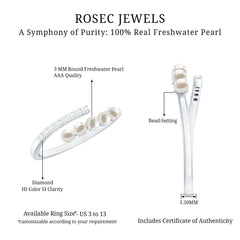 1/2 CT Freshwater Pearl and Diamond Wrap Ring