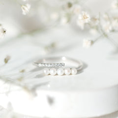1/2 CT Freshwater Pearl and Diamond Wrap Ring