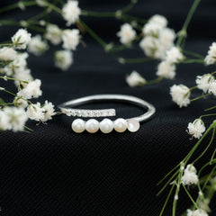 1/2 CT Freshwater Pearl and Diamond Wrap Ring