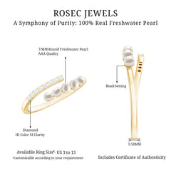 1/2 CT Freshwater Pearl and Diamond Wrap Ring