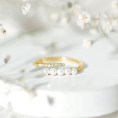 1/2 CT Freshwater Pearl and Diamond Wrap Ring