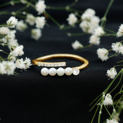 1/2 CT Freshwater Pearl and Diamond Wrap Ring