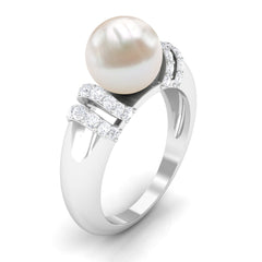8.25 CT Freshwater Pearl and Diamond Engagement Ring