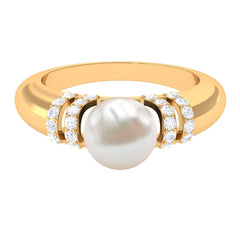 8.25 CT Freshwater Pearl and Diamond Engagement Ring