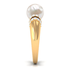 8.25 CT Freshwater Pearl and Diamond Engagement Ring