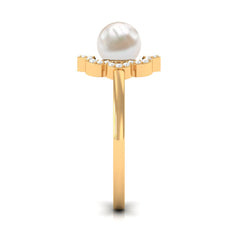 2.75 CT Freshwater Pearl Engagement Ring with Diamond Floral Halo