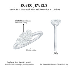 Natural Diamond Double Heart Ring for Promise