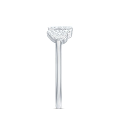 Natural Diamond Double Heart Ring for Promise