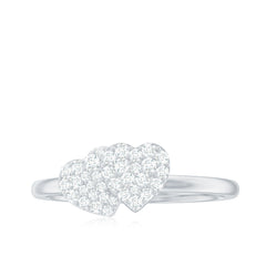 Natural Diamond Double Heart Ring for Promise