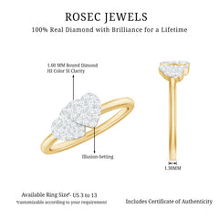 Natural Diamond Double Heart Ring for Promise