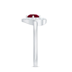 Natural 0.6 Carat Ruby Diamond Heart Engagement Ring for Women