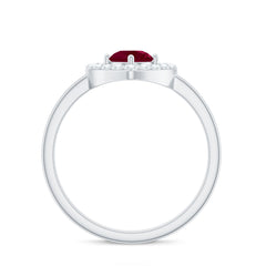 Natural 0.6 Carat Ruby Diamond Heart Engagement Ring for Women