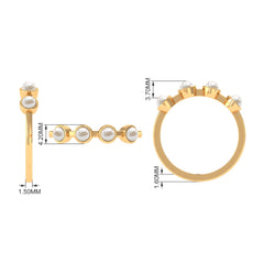 3/4 CT Bezel Set Freshwater Pearl Minimal Promise Ring
