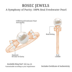 2.50 CT Freshwater Pearl Solitaire Bow Ring with Diamond