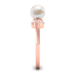 2.50 CT Freshwater Pearl Solitaire Bow Ring with Diamond