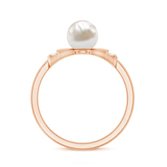 2.50 CT Freshwater Pearl Solitaire Bow Ring with Diamond