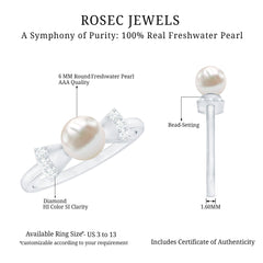 2.50 CT Freshwater Pearl Solitaire Bow Ring with Diamond