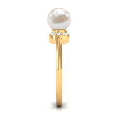 2.50 CT Freshwater Pearl Solitaire Bow Ring with Diamond