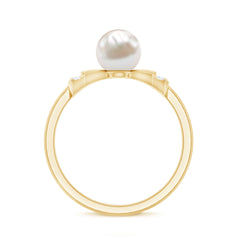 2.50 CT Freshwater Pearl Solitaire Bow Ring with Diamond