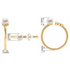 2.25 CT Freshwater Pearl and Diamond Minimal Cuff Ring