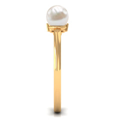 2.25 CT Freshwater Pearl and Diamond Minimal Cuff Ring
