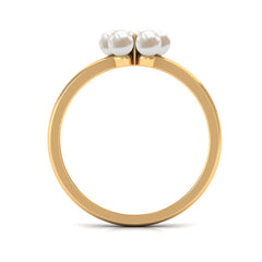 Freshwater Pearl Floral Promise Ring with Moissanite Stone