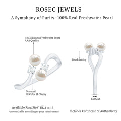 Freshwater Pearl and Diamond Wrap Ring