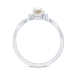 Freshwater Pearl and Diamond Wrap Ring