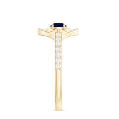 3/4 CT Minimal Blue Sapphire and Diamond Flower Ring