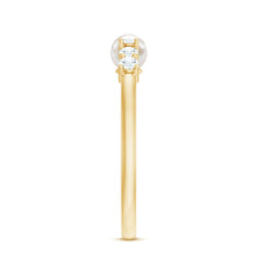 3/4 CT Minimal Style Freshwater Pearl and Diamond Cuff Ring