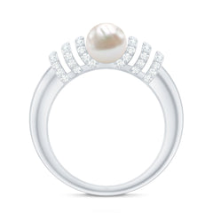 2.50 CT Freshwater Pearl and Diamond Engagement Ring