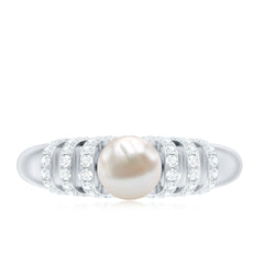 2.50 CT Freshwater Pearl and Diamond Engagement Ring